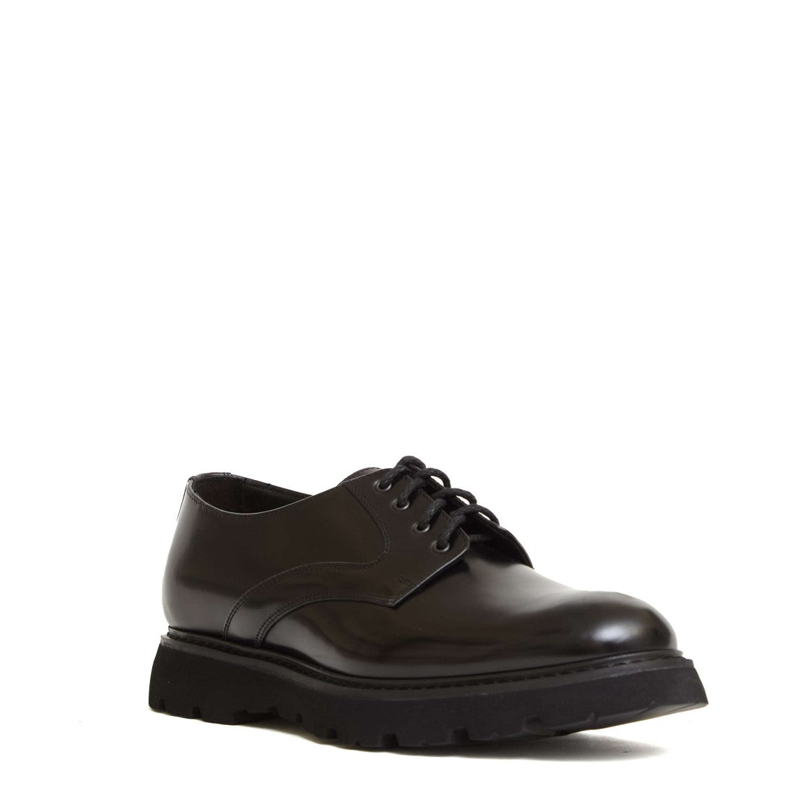 Doucal's Polished Black Leather Derby Shoe With Ultra-Light Sole