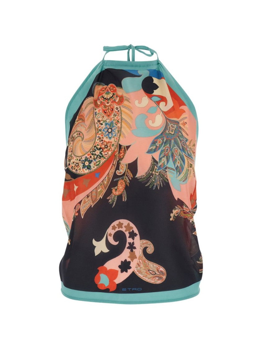 Etro Silk Sleeveless Paisley Top