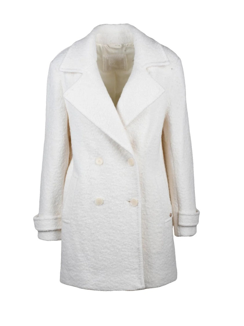 Guess Double-Breasted Wool-Blend Coat With Textured Finish