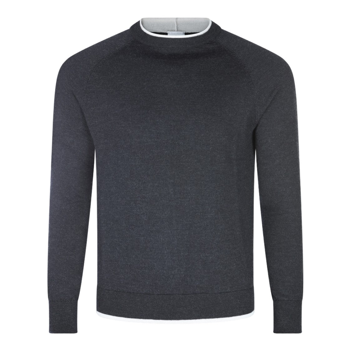 Eleventy Grey Sweater With Trimmed Crew Neckline