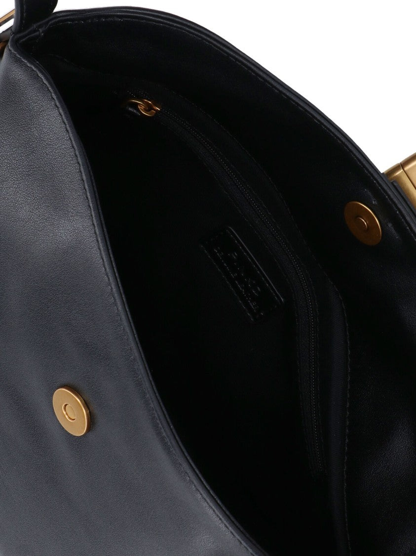 Pinko Minimalist Black Structured Bag With Smooth Texture