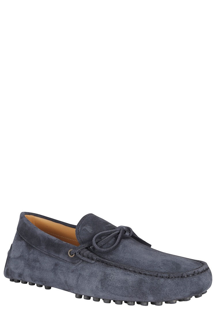 Tod's Blue Moccasin Lace Up Gommino 22L Suede Loafers