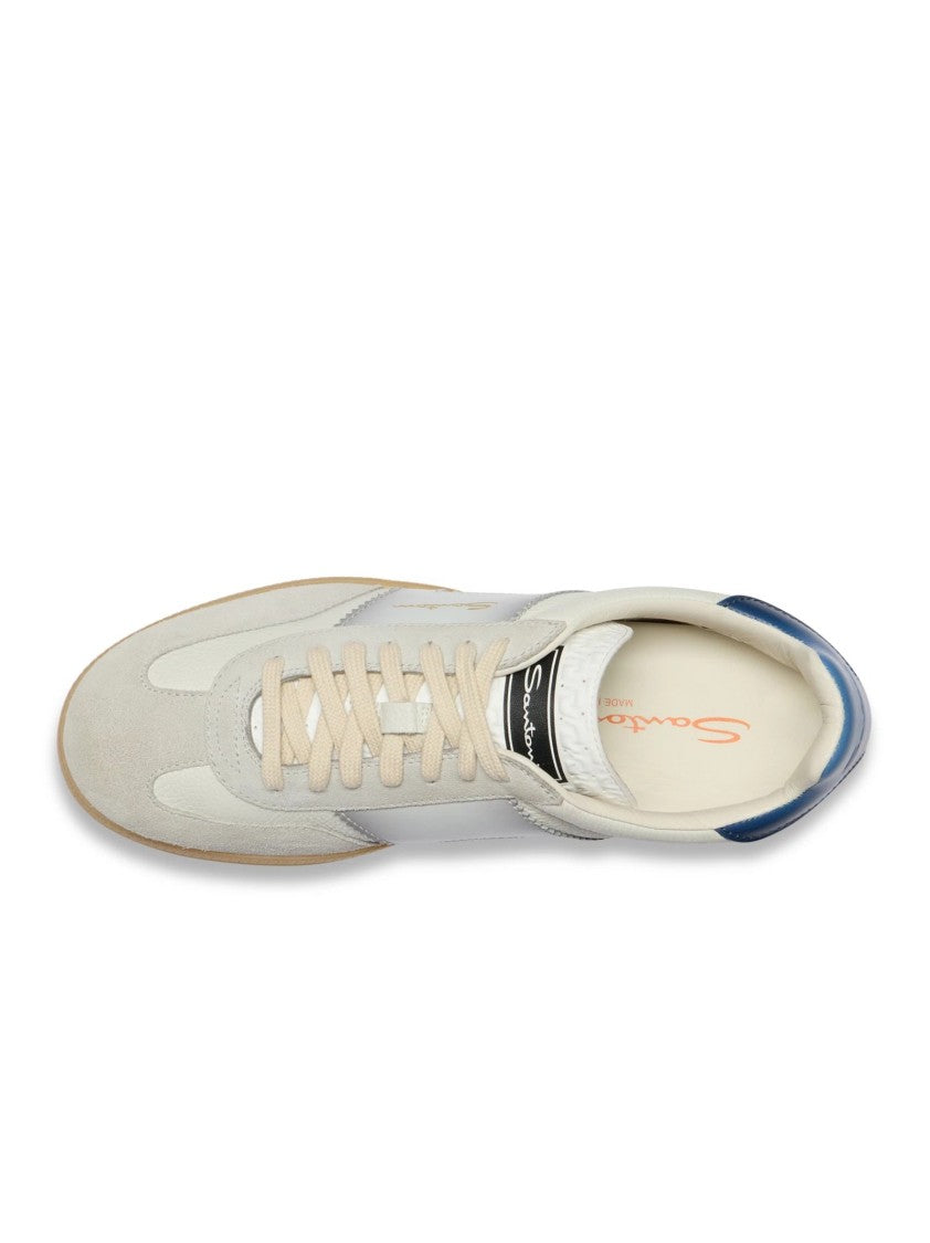 Santoni Low-Profile Leather Sneakers With Suede Reinforcements