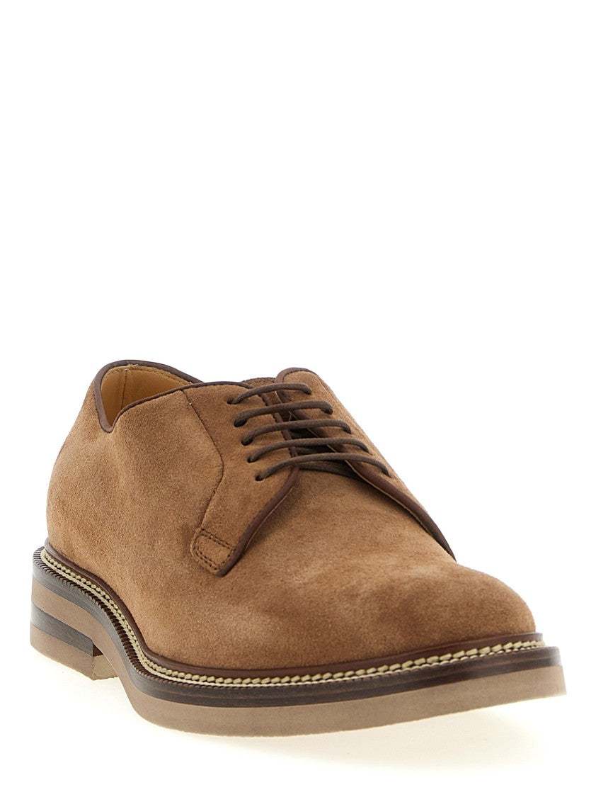 Brunello Cucinelli Suede Derby Shoes With Lace Closure