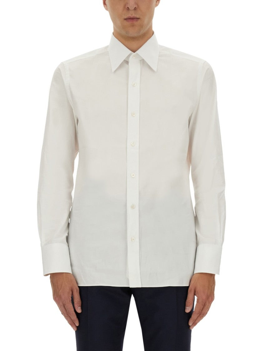 Tom Ford Tailored White Poplin Shirt With Classic Collar