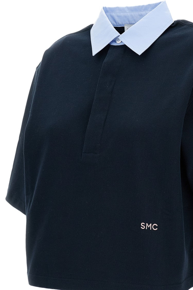 Stella Mccartney Cropped Polo Shirt With Oversized Fit And Classic Pique Texture