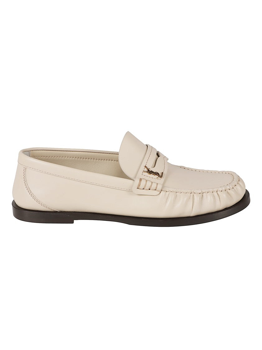Saint Laurent Moccasin-Style Leather Flat Shoes With Decorative Strap