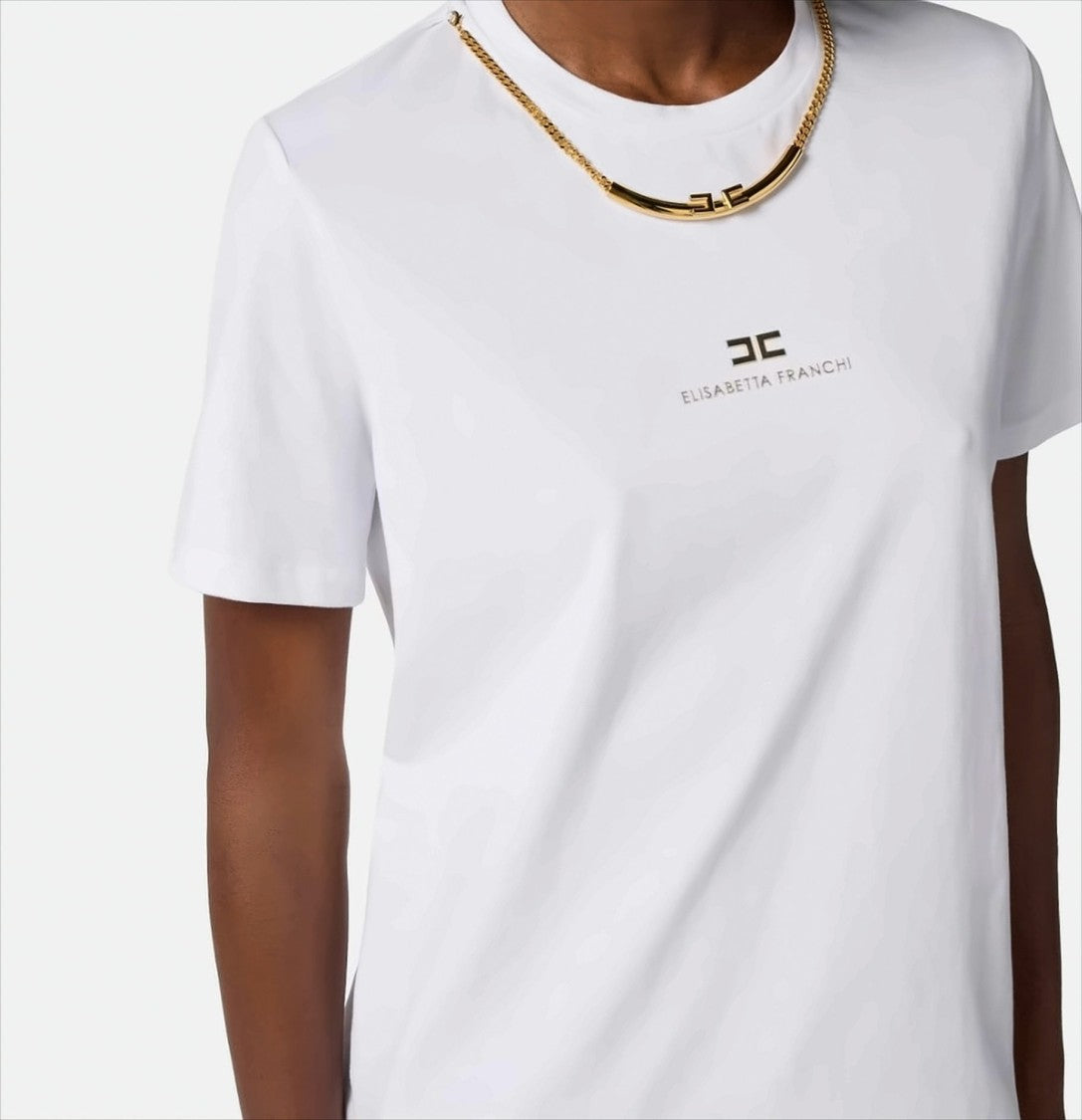 Elisabetta Franchi Short-Sleeved Cotton Jersey T-Shirt