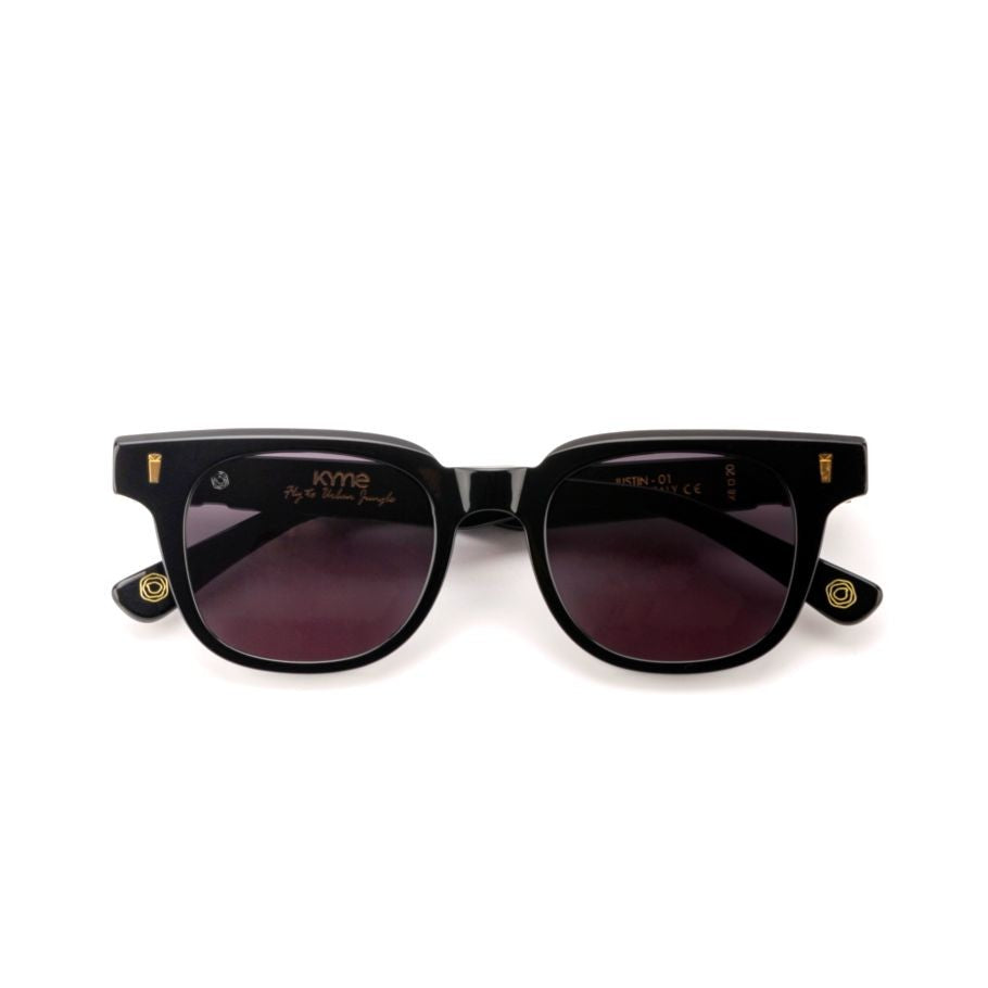 Kyme Justin Square Acetate Sunglasses With Gold Accents