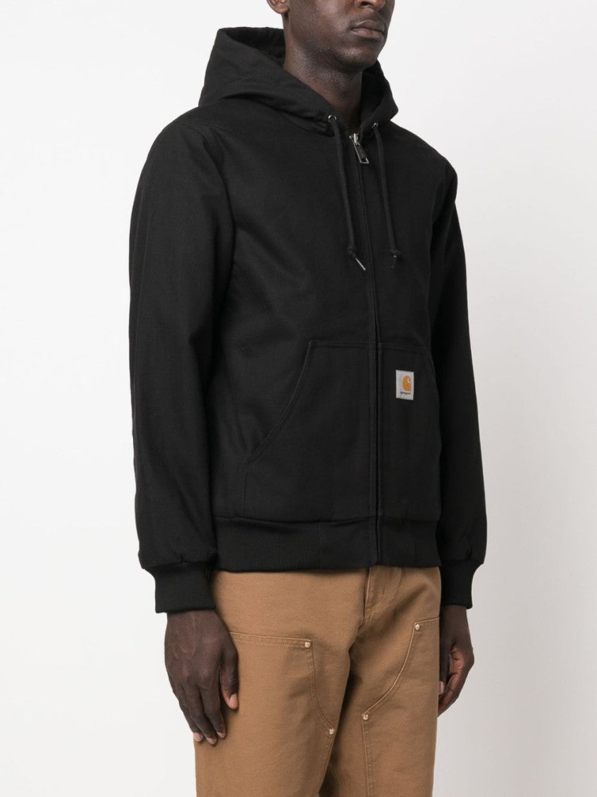 Carhartt Wip Black Hooded Structured Canvas Jacket