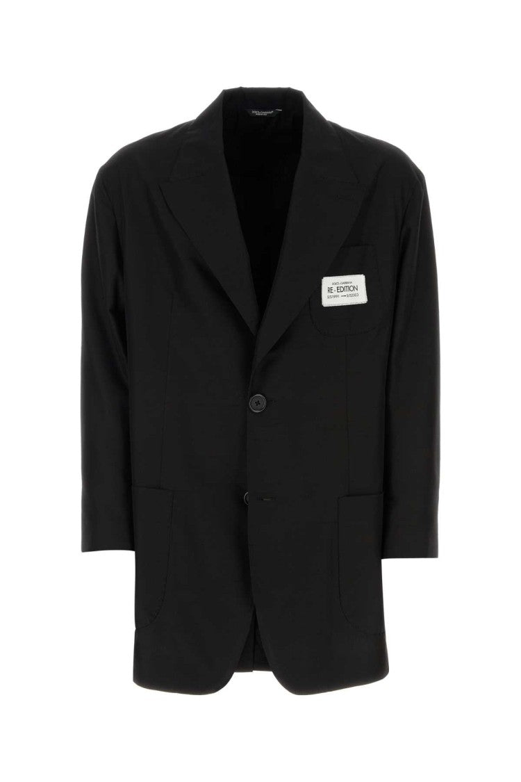 Dolce & Gabbana Black Shantung Oversize Blazer