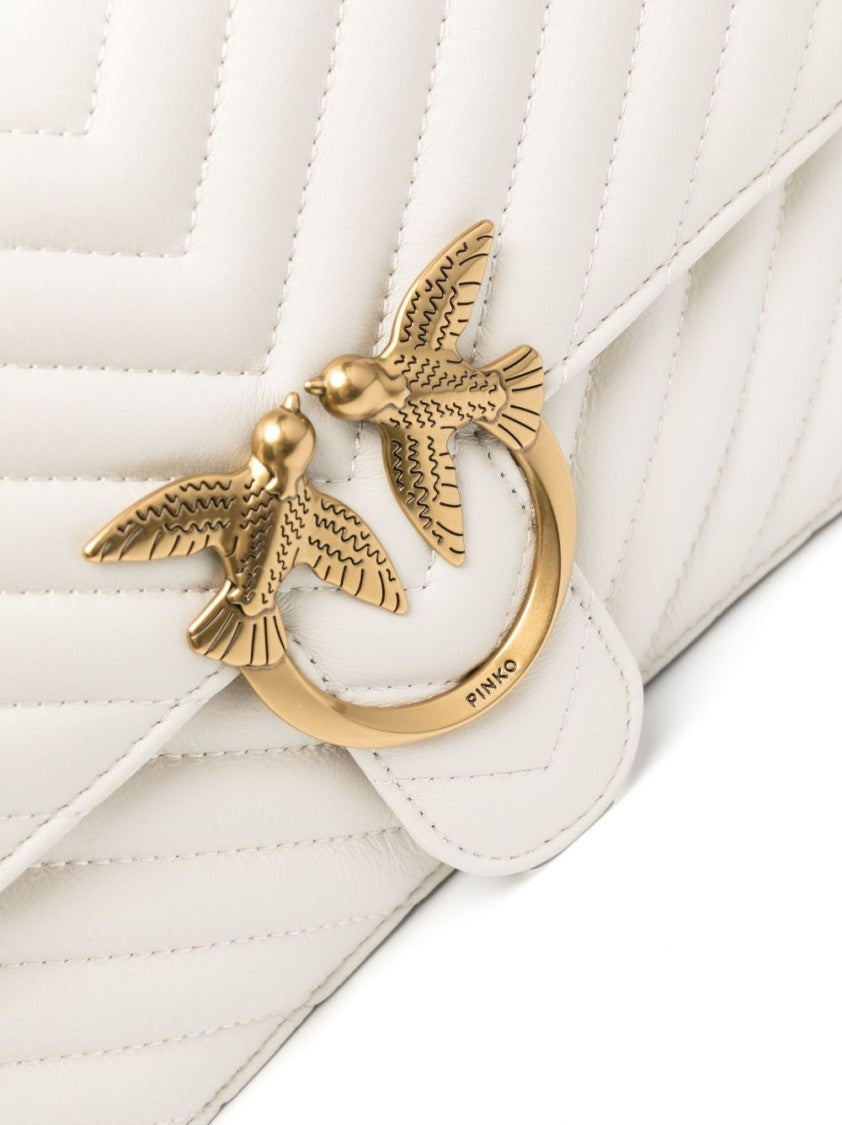 Pinko Quilted Leather Bag With Distinctive Gold-Tone Clasp