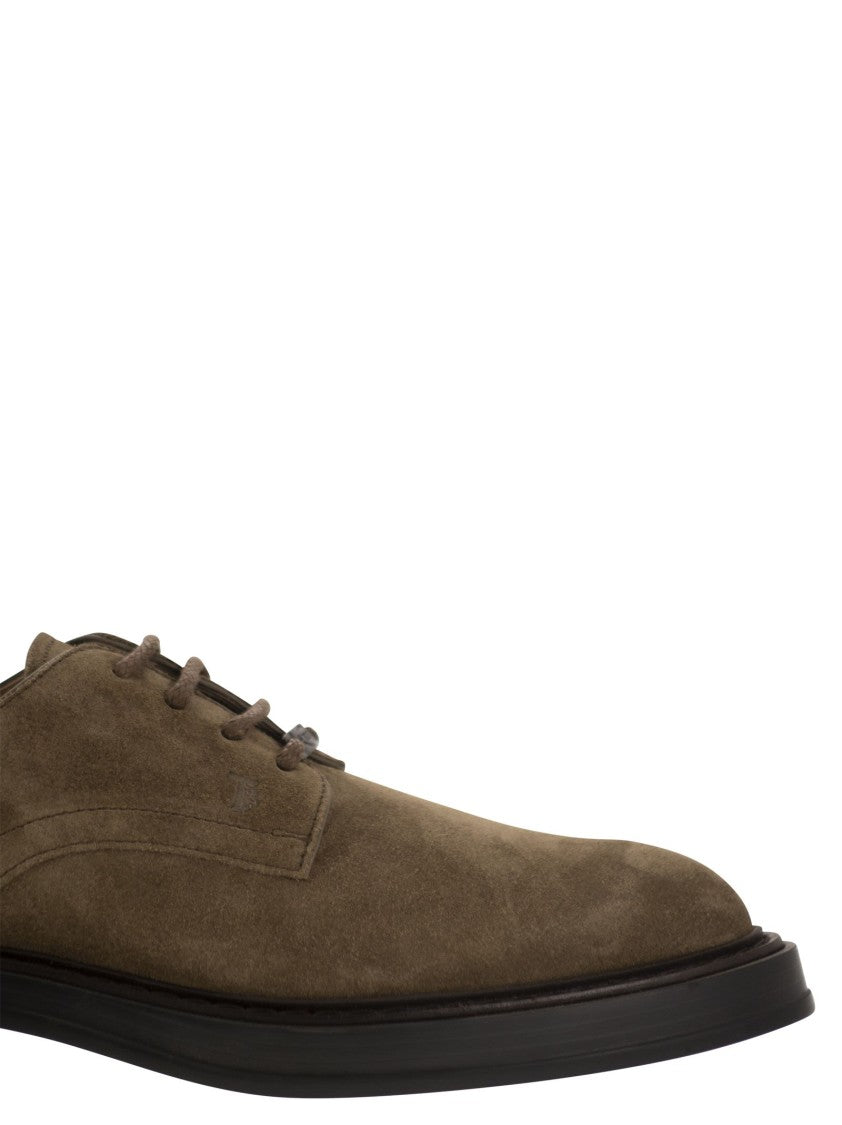 Tod's Brown Suede Lace-Up Derby Shoes