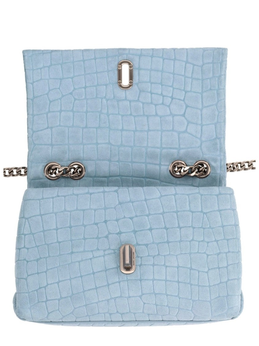 Marc Jacobs Blue Crocodile Pattern Calf Leather Shoulder Bag