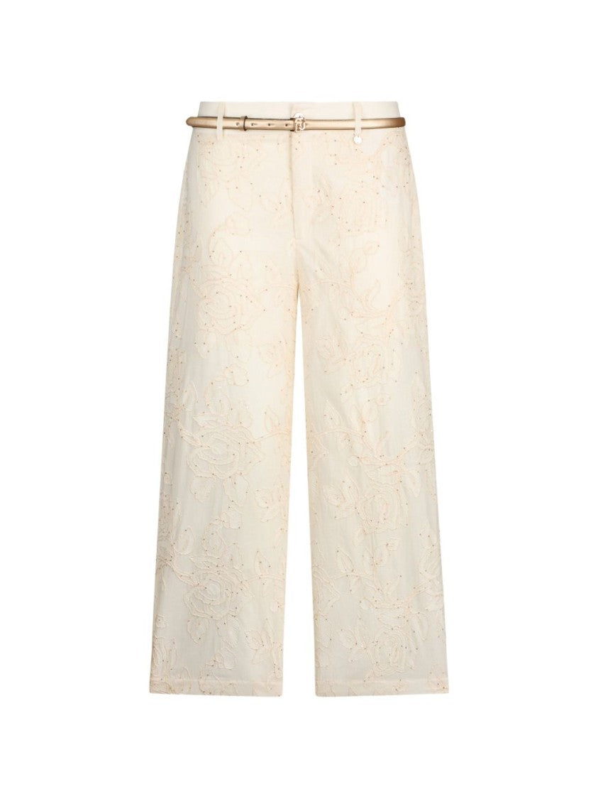 Liu Jo Beige Embroidered Sequin Trousers