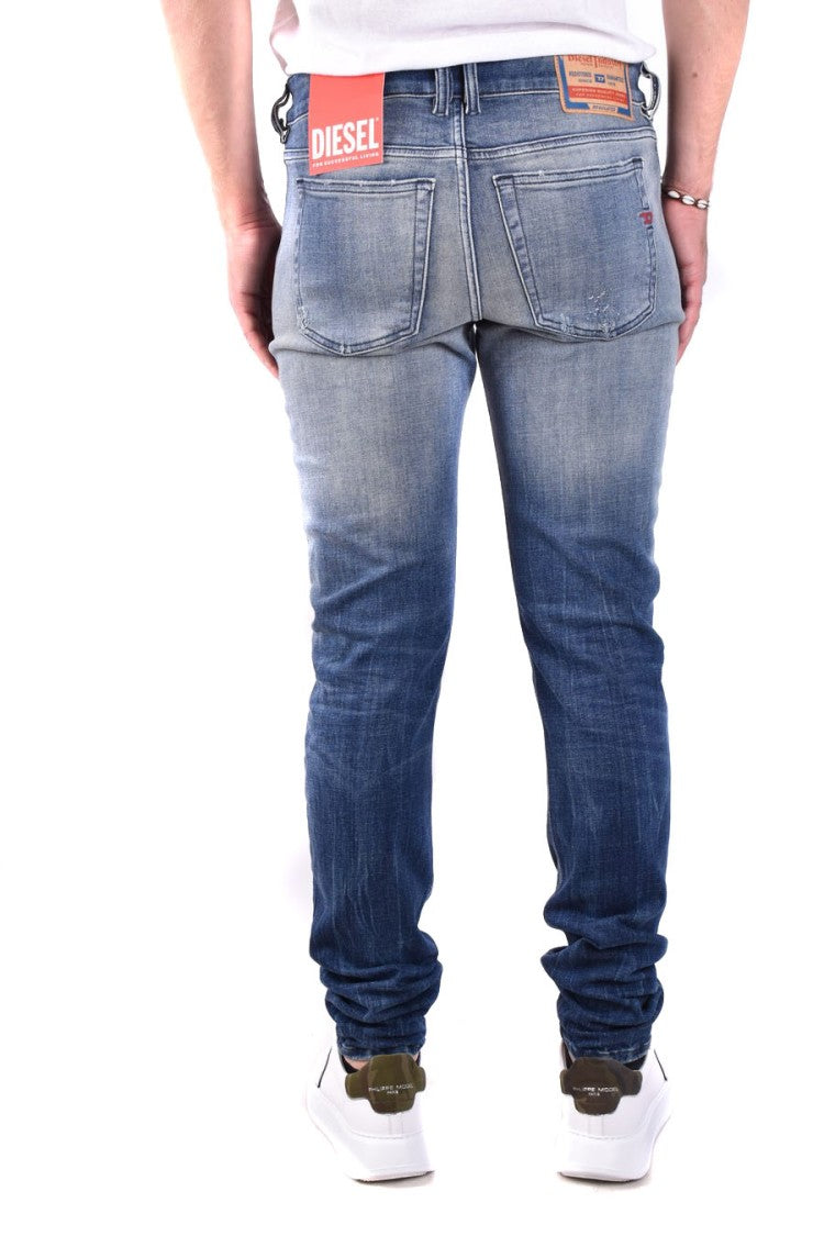 Diesel Denim Jeans With Classic Fit And Distressed Detailing