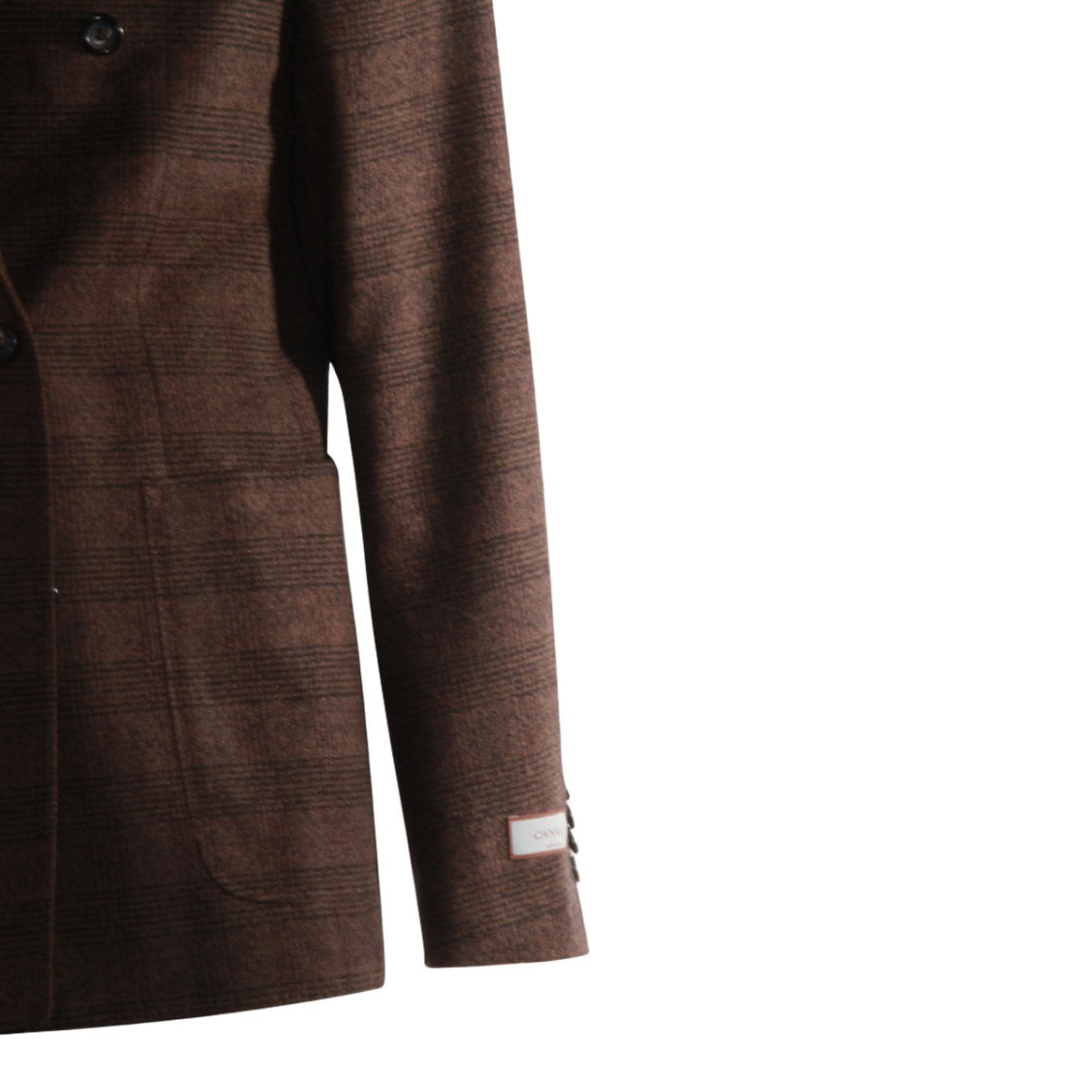 Canali Double-Breasted Checkered Jacket In Deep Brown Tones