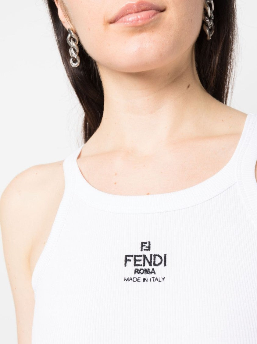 Fendi Fitted Ribbed Tank Top With Square Neckline