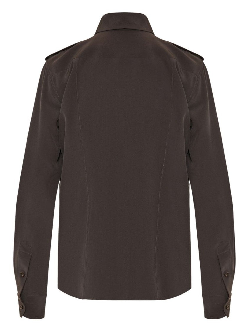 Tom Ford Dark Chocolate Silk Crepe De Chine Shirt