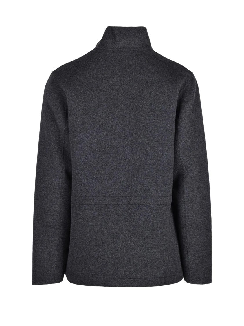 Aspesi Grey Structured High Collar Wool Jacket