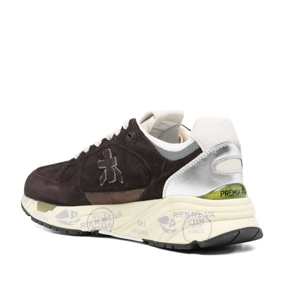 Premiata Brown Mased Leather Mesh Detail Sneakers