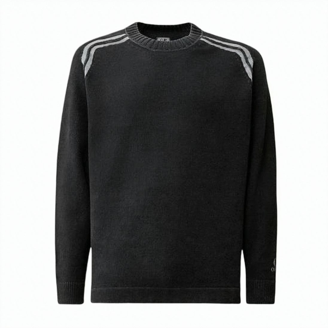 C.P. Company Cable Knit Sweater With Logo Panel And Ribbed Accents