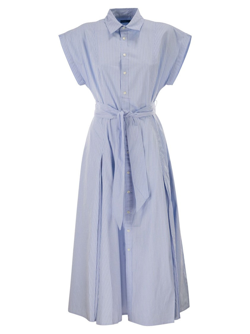 Polo Ralph Lauren Striped Cotton Shirt Dress With Belt