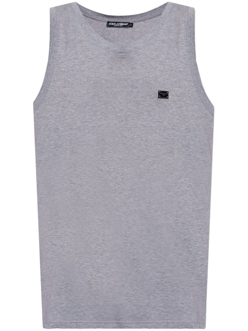 Dolce & Gabbana Relaxed Fit Cotton Jersey Logo Tank