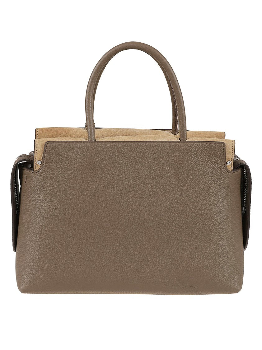 Tory Burch Textured Taupe Leather Shoulder Bag