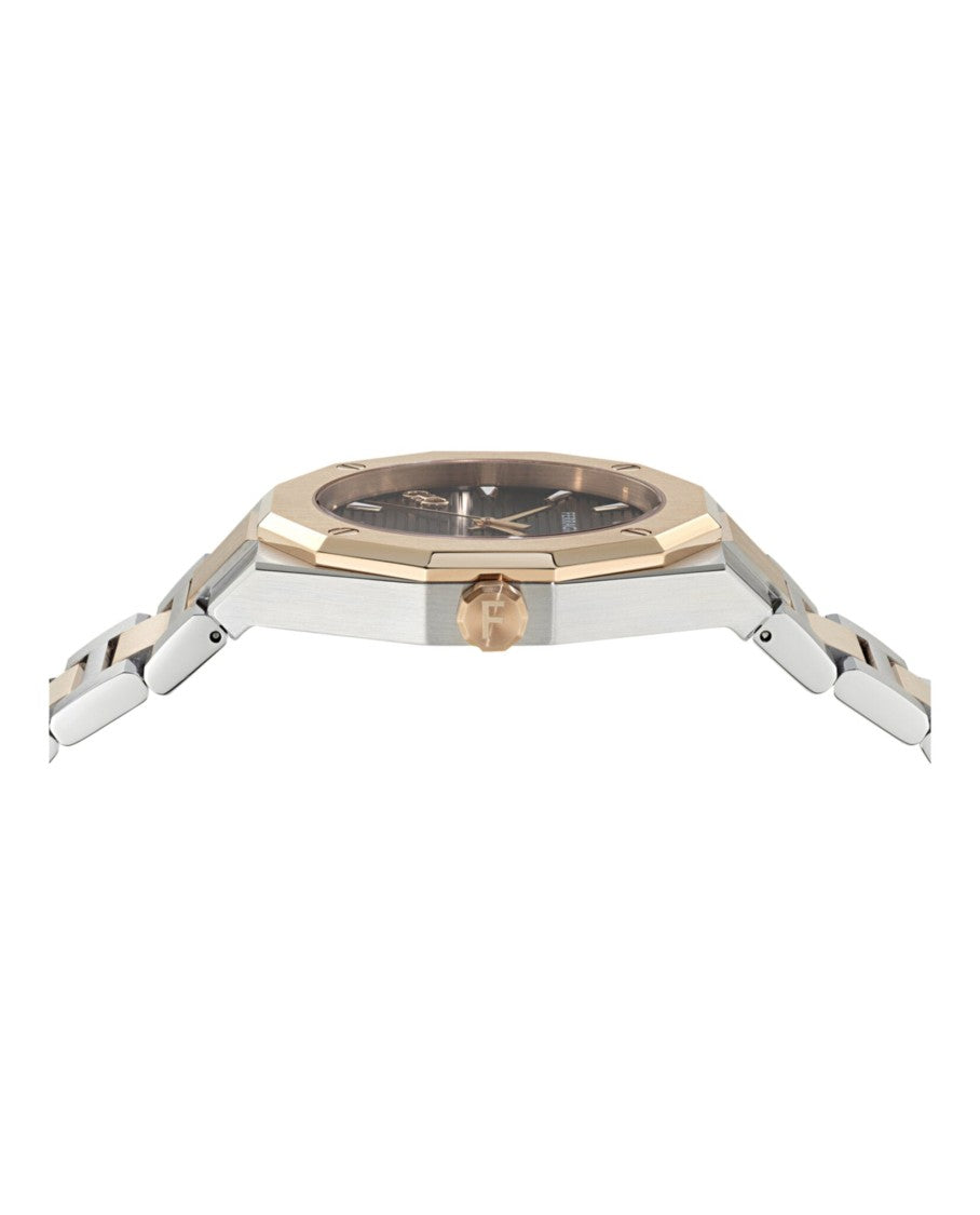 Ferragamo Edge Bracelet Watch With Two-Tone Design And Guilloche Dial