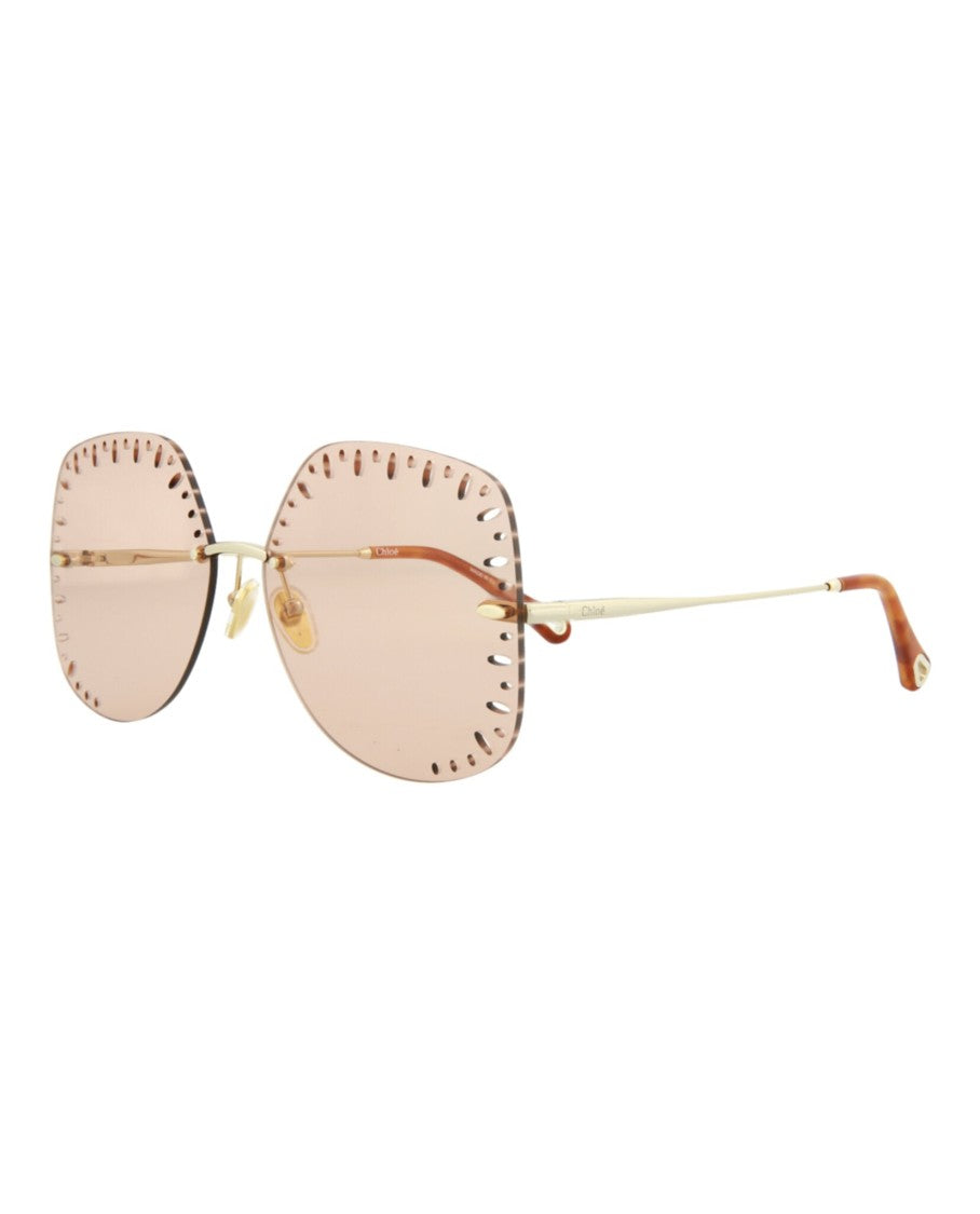 Chloé Yse Square-Frame Metal Sunglasses