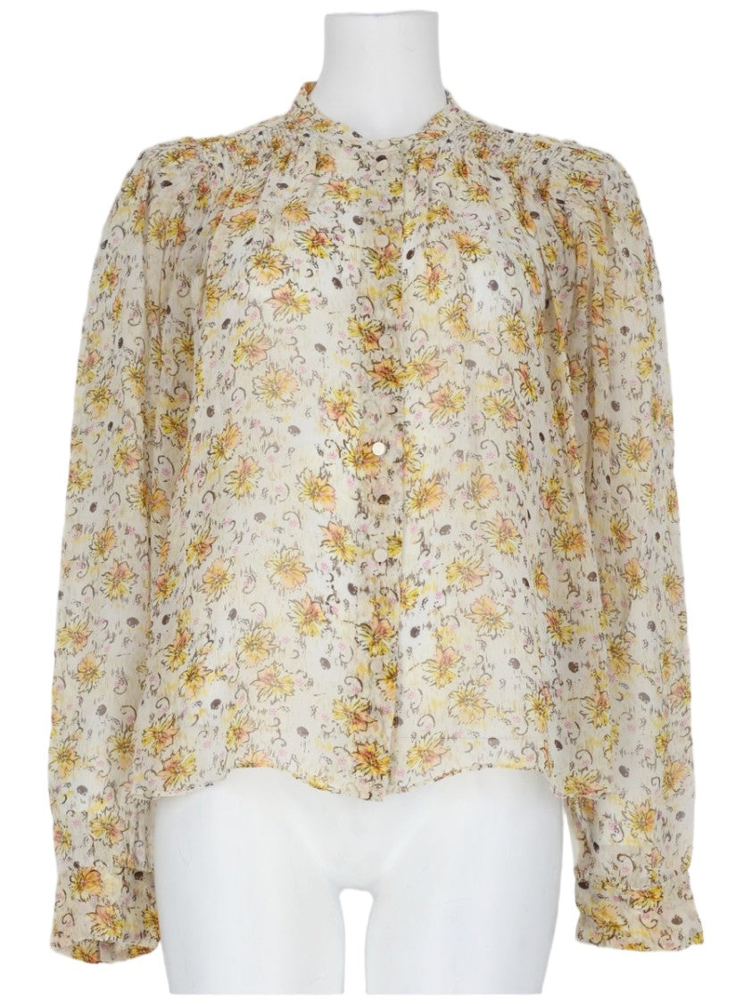 Isabel Marant Étoile Florine Sheer Puffed Sleeve Floral Blouse