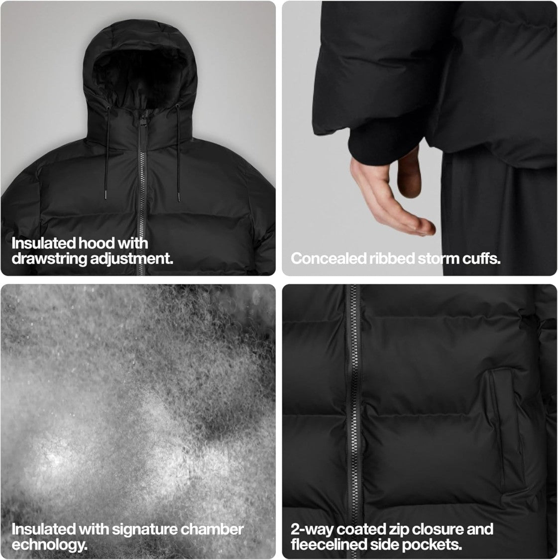 Rains Boxy Black Puffer Jacket