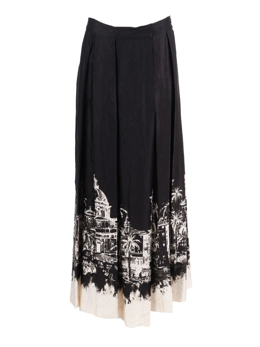 Shirt A Porter Wrap-Around Maxi Skirt With Architectural Print