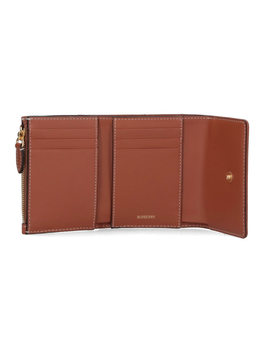 Burberry Beige Tri-Fold Wallet With Lancaster Check Pattern