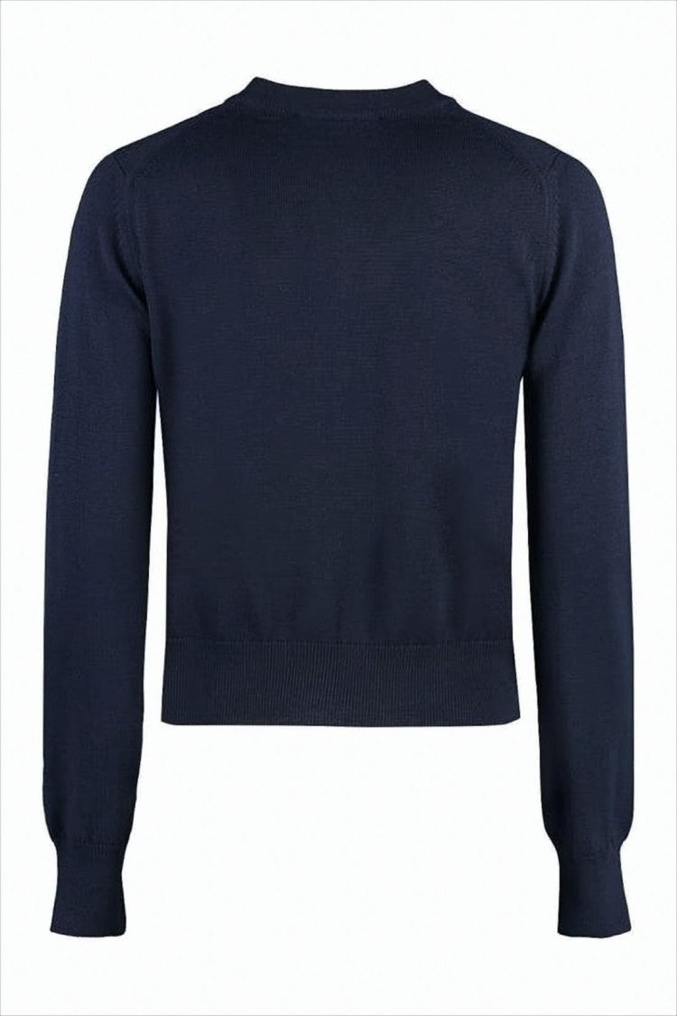 Maison Kitsuné Cropped Cardigan With Round Neckline And Ribbed Detailing
