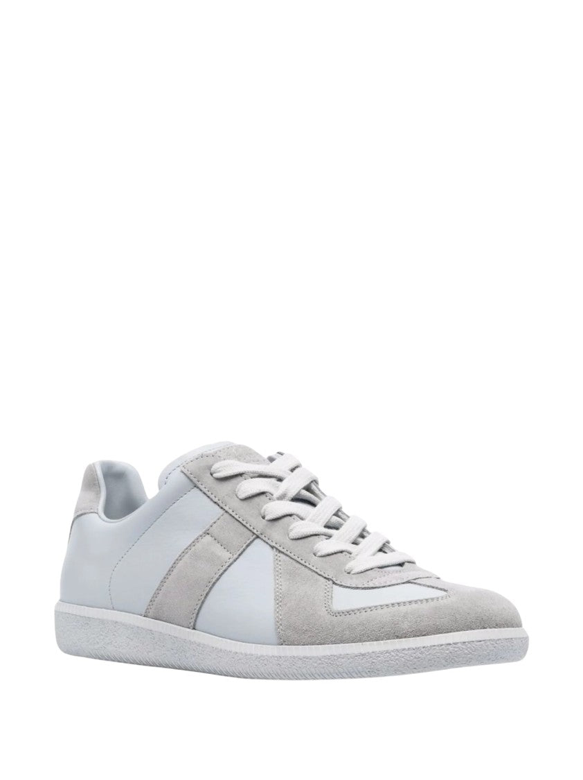 Maison Margiela Minimalist White Low-Top Sneakers With Suede And Smooth Paneling