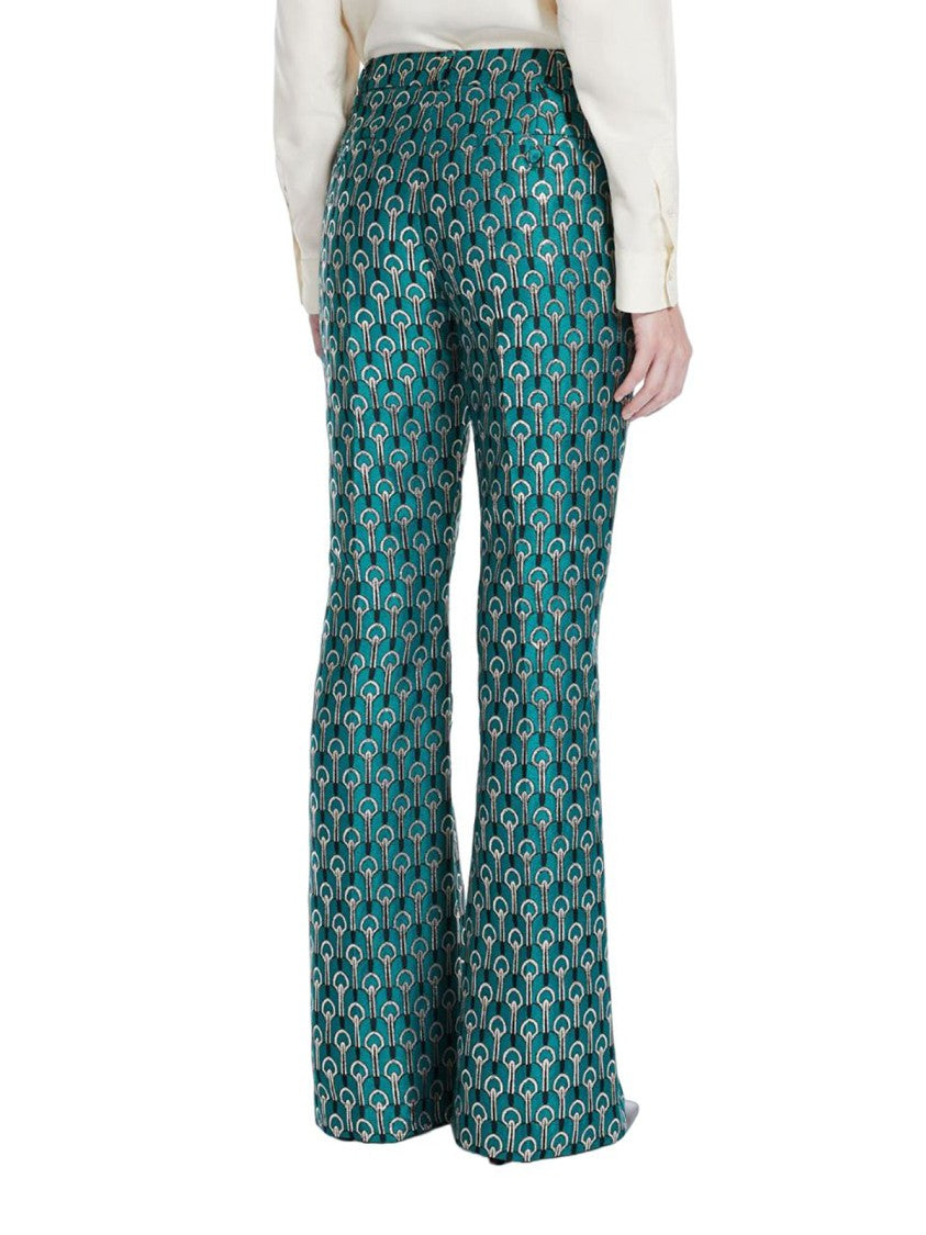 Max Mara Flared High-Waist Pants With Geometric Pattern