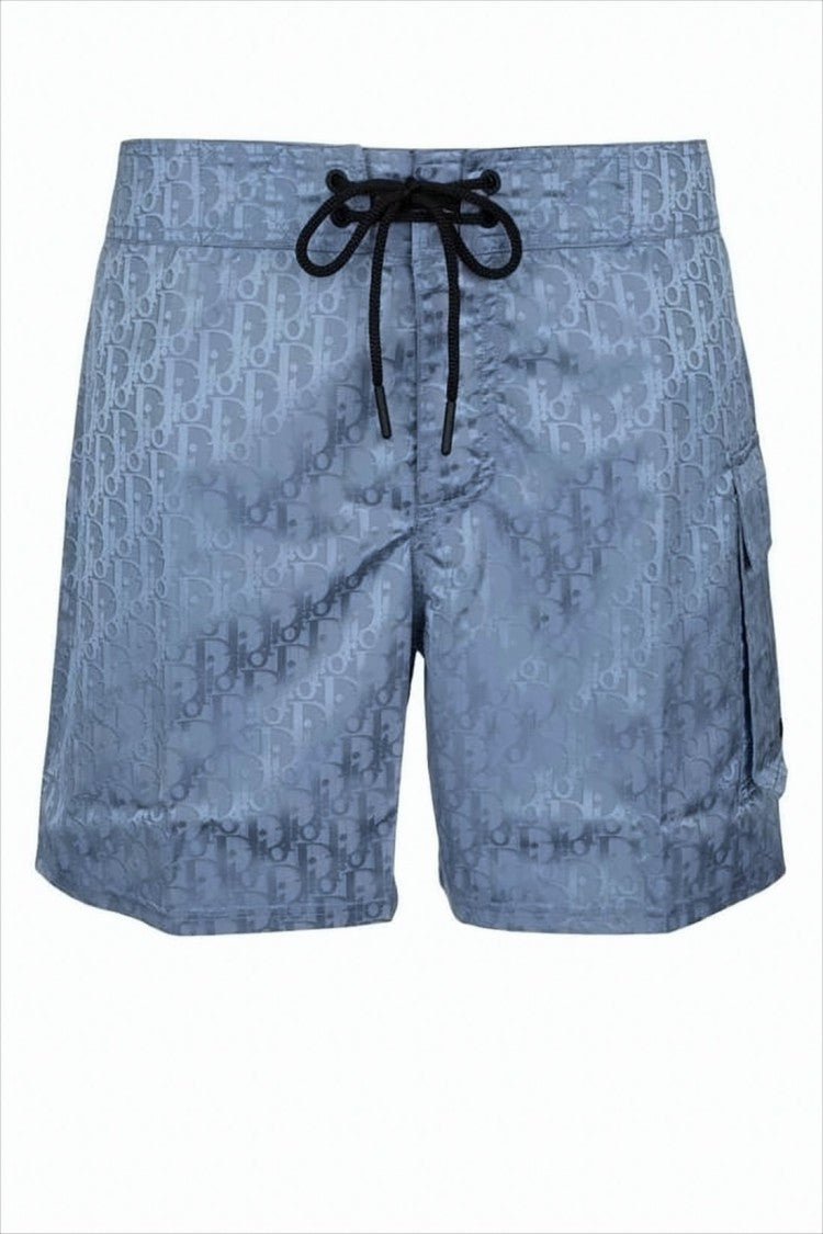 Christian Dior Textured Blue Shorts With Drawstring Waist