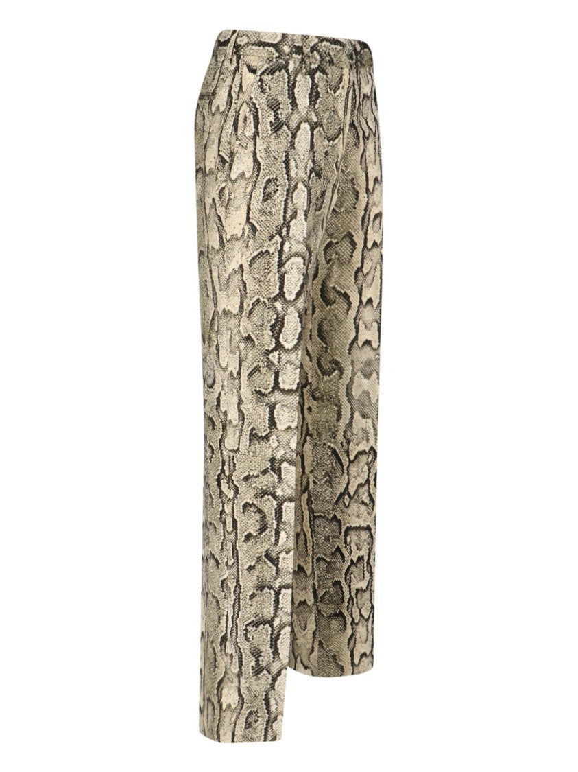 Dries Van Noten High-Waisted Snake Print Trousers With Classic Waistband