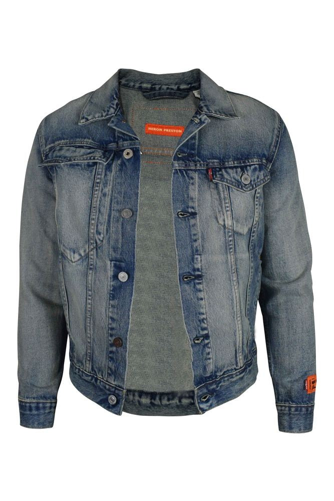 Heron Preston Washed Denim Jacket With Unique Logos