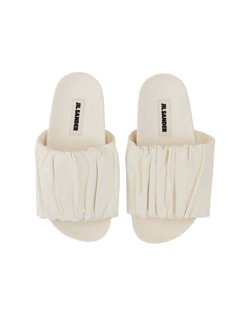 Jil Sander Gathered Calfskin Sandals With Design