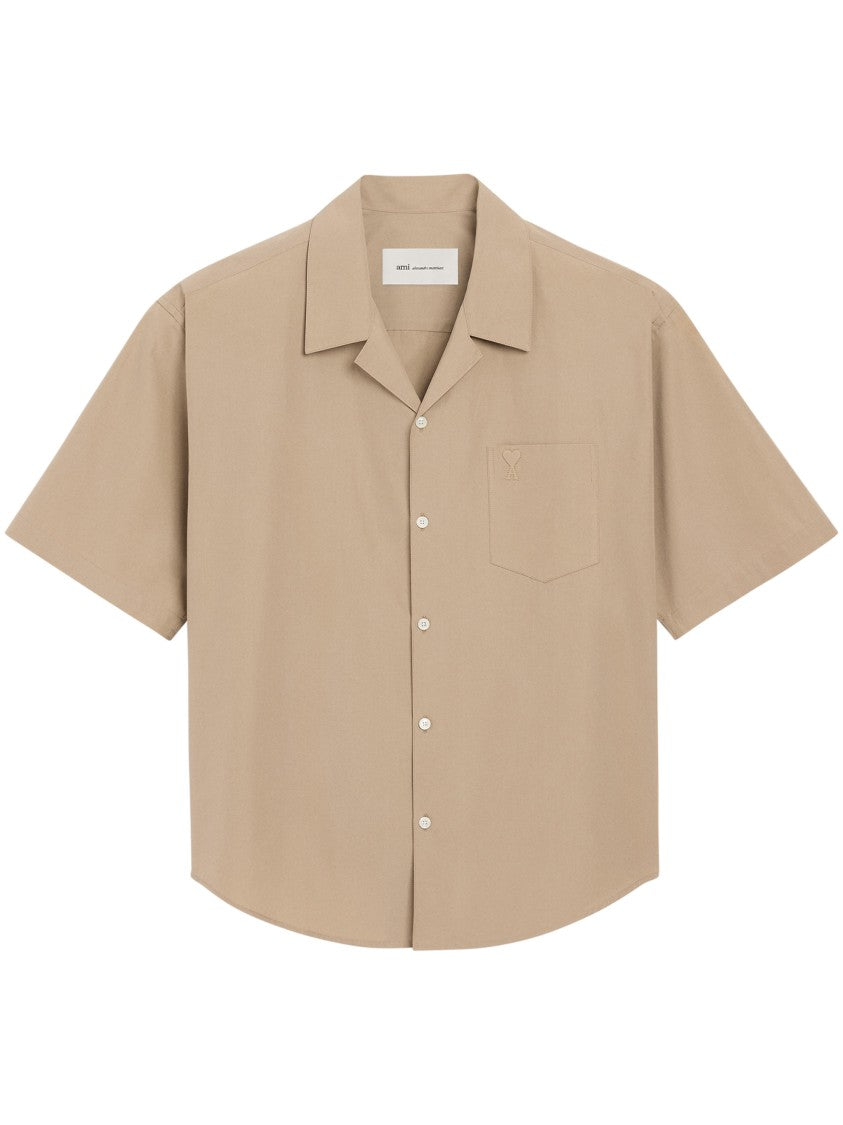 Ami Paris Short Sleeve Boxy Shirt With Camp Collar
