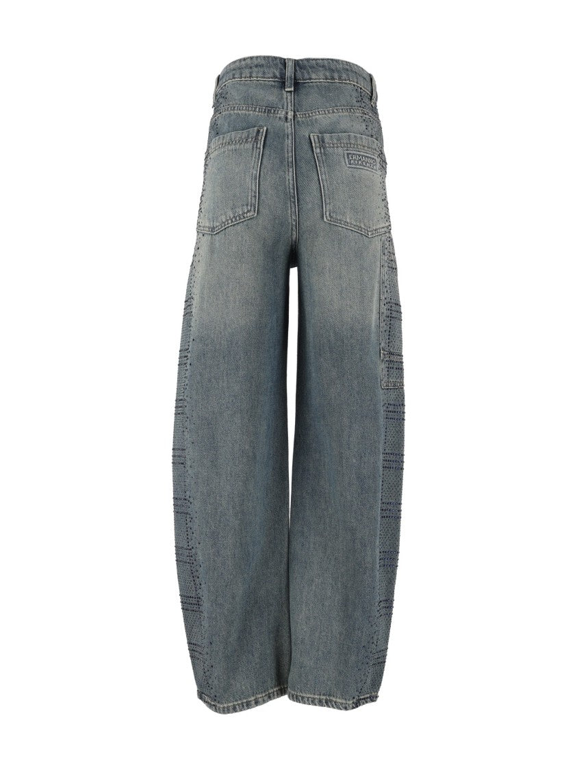 Ermanno Scervino High-Waisted Grid Stitch Pattern Denim Jeans
