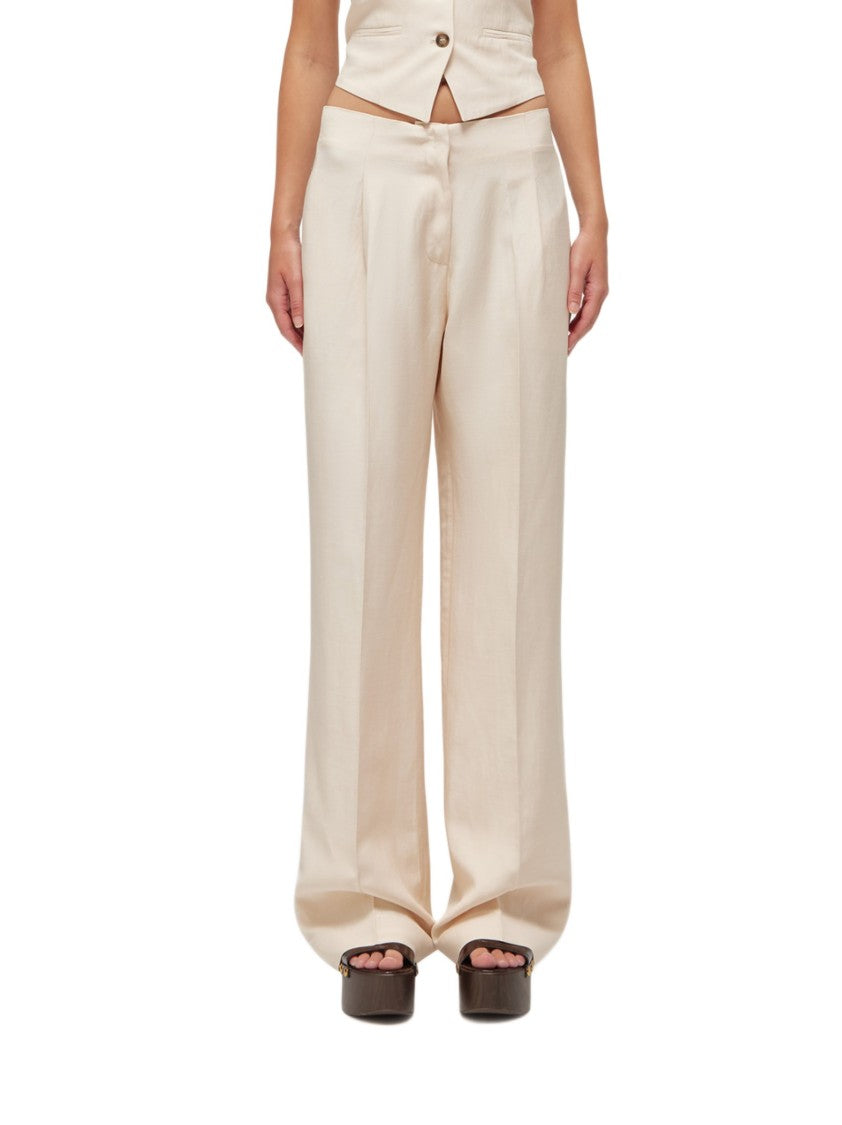 Blugirl Wide-Leg Trousers With Pressed Crease And Satin Finish