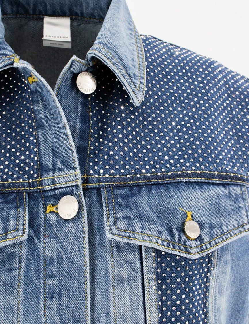 Pinko Denim Vest With Sparkling Studs
