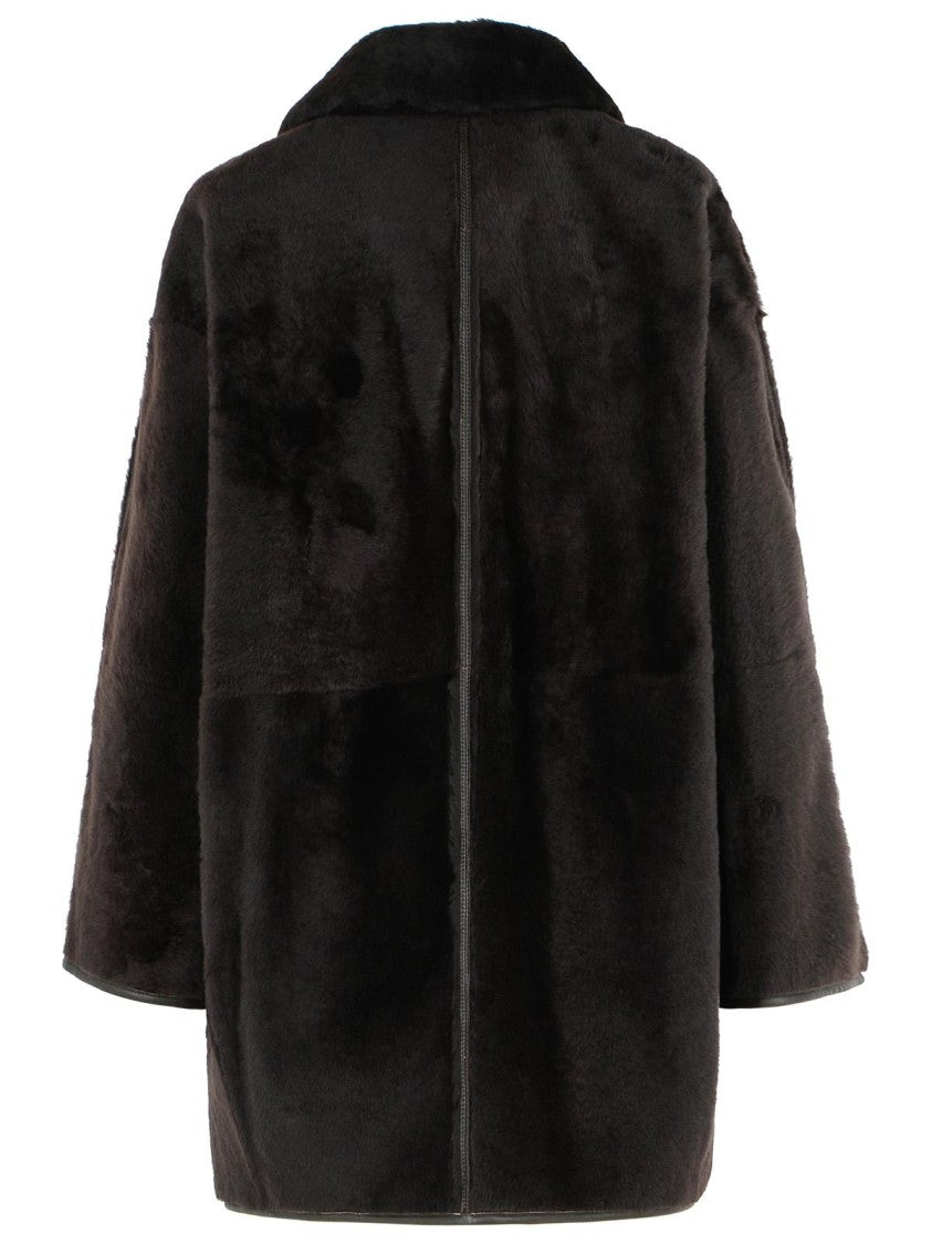 Max Mara Pirenei' Dark Brown Reversible Shirt Jacket