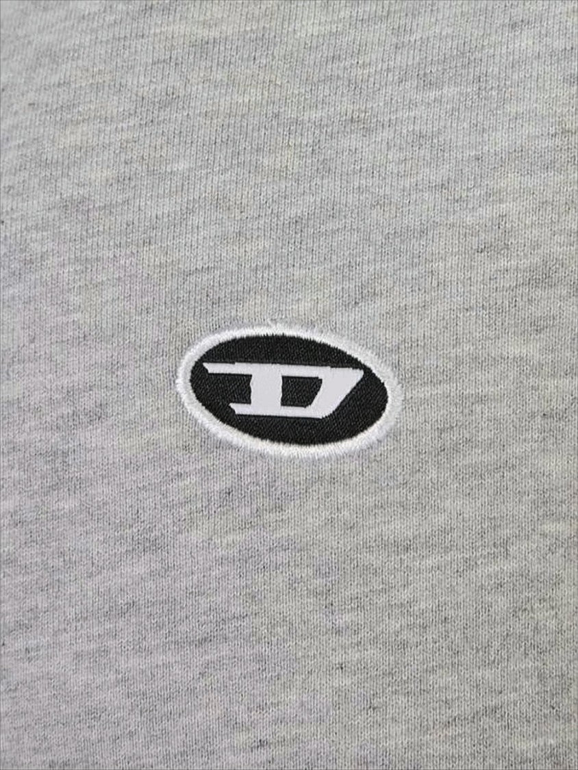 Diesel Light Grey Heathered Hoodie With Embroidery