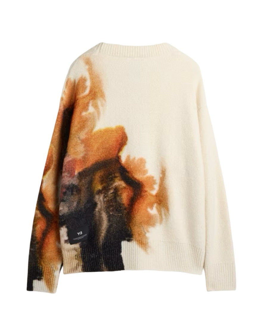 Y-3 Graphic Knit Cardigan With V-Neckline And Abstract Pattern