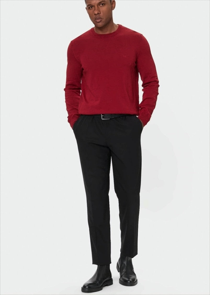 Boss Virgin Wool Sweater With Embroidered Logo Detail